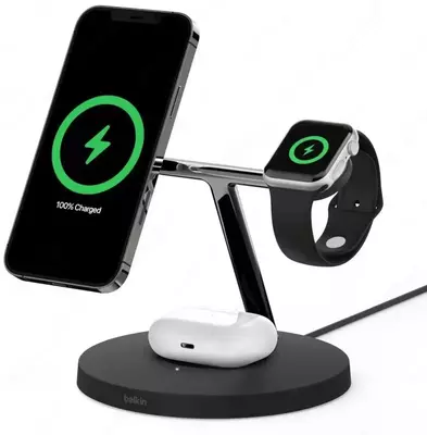 Беспроводная зарядная станция Belkin MagSafe iPhone 12 3in1 Wireless Charger (WIZ009VFBK) Беспроводная зарядная станция Belkin MagSafe iPhone 12 3in1 Wireless Charger (WIZ009VFBK)