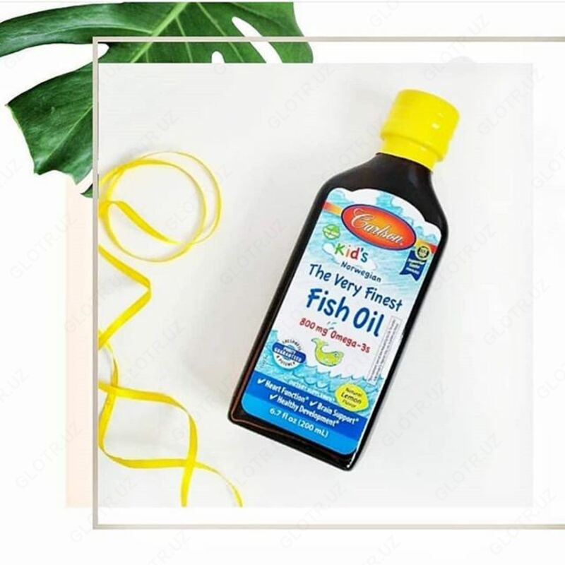 Детский рыбий жир со вкусом лимона Carlson for kids fish oil (200 мл.)