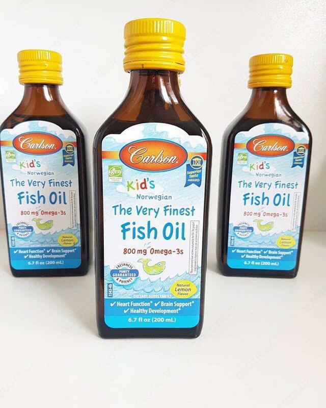 Детский рыбий жир со вкусом лимона Carlson for kids fish oil (200 мл.)