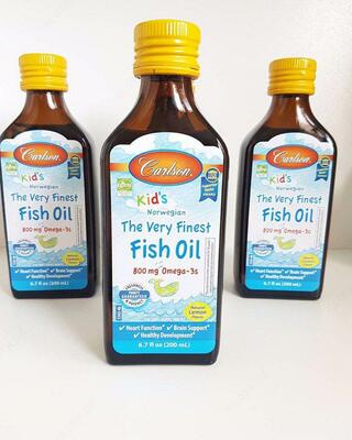 Детский рыбий жир со вкусом лимона Carlson for kids fish oil (200 мл.)