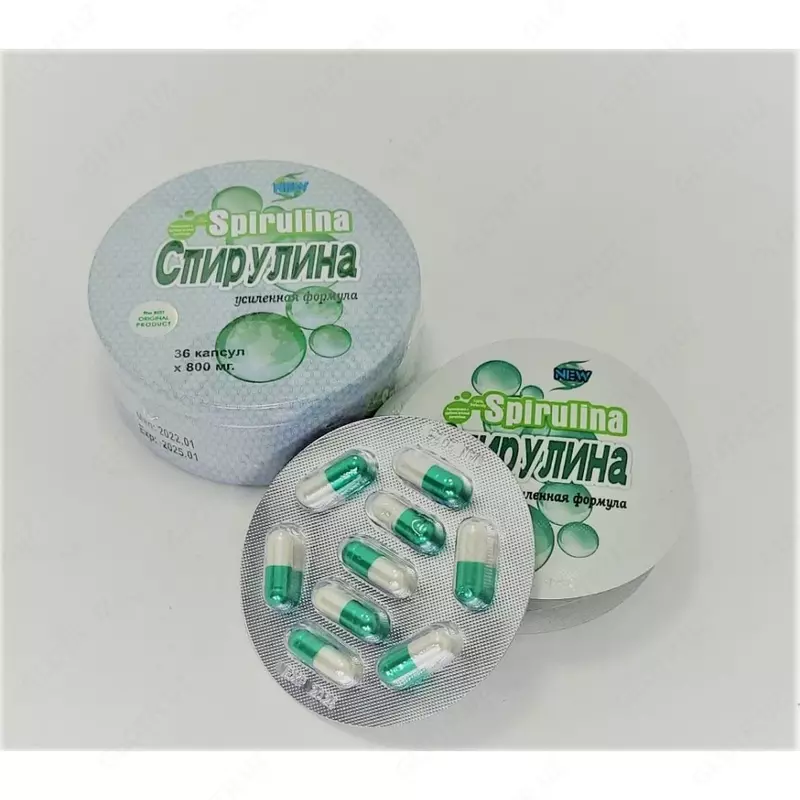 Spirulina 36 ozish uchun kapsulalar
