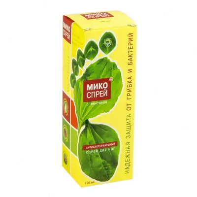 Antibakterial ta'sirga ega Mycospray kosmetik spreyi 100 ml