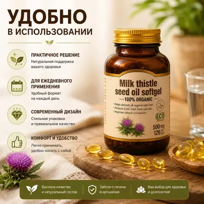   Milk Thistle Seed Oil Softgel 500 mg — капсулы с маслом расторопши