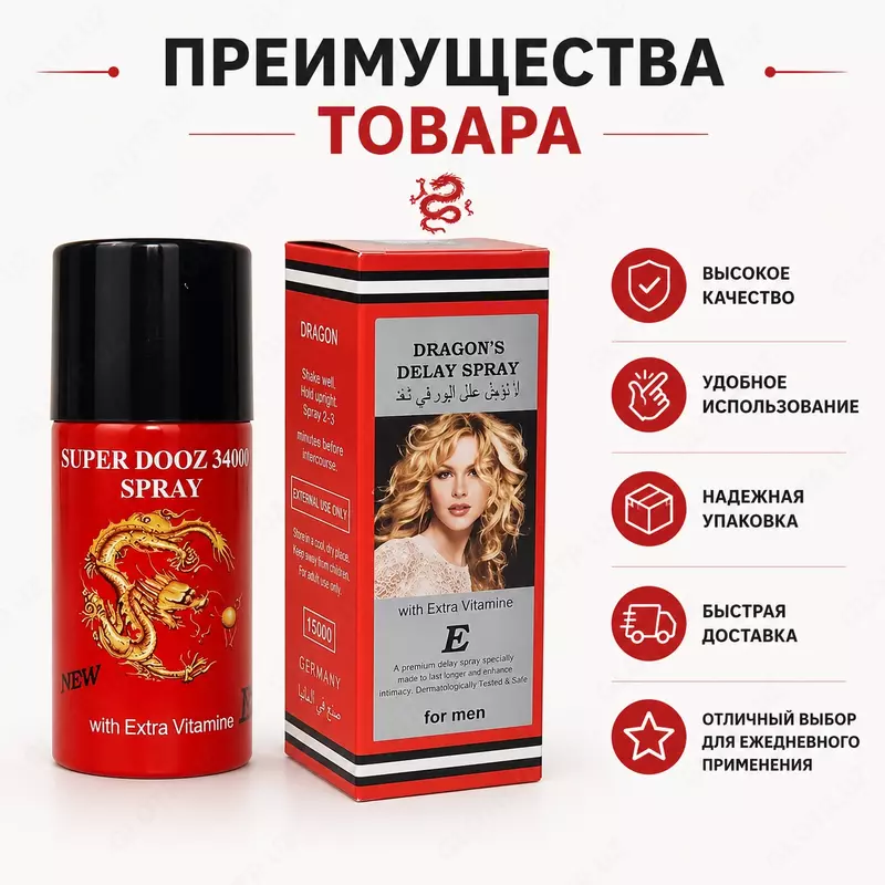 Мужской спрей Dragons Delay для снижения чувствительности и продления полового акта