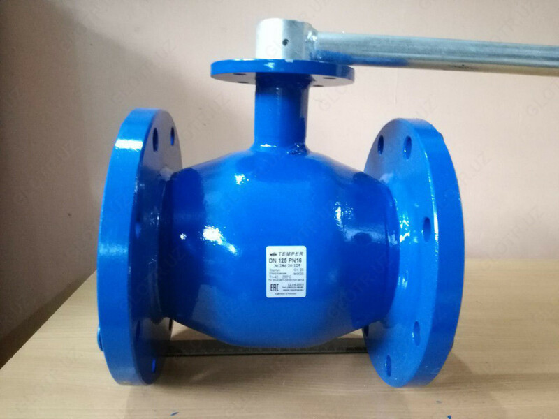 Кран шаровый стальной DN125 PN16 фланцевый под задвижку Temper Россия