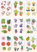  Набор наклеек Kawaii Flowers  А6  9л  артикул STP293 - 