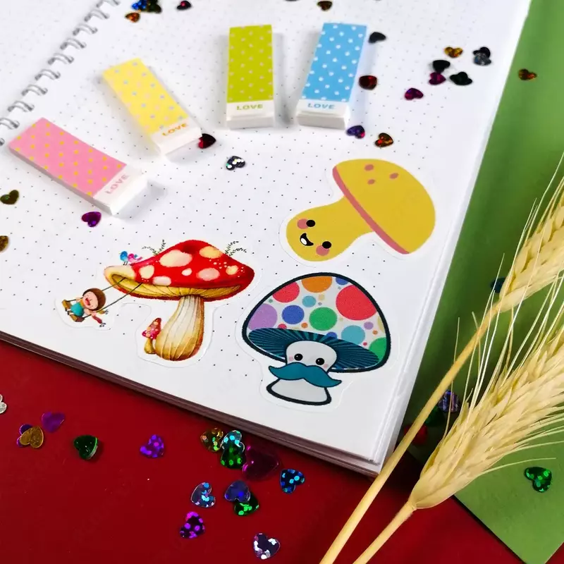   Набор наклеек Kawaii Mushrooms  А6. 9л  артикул STP295