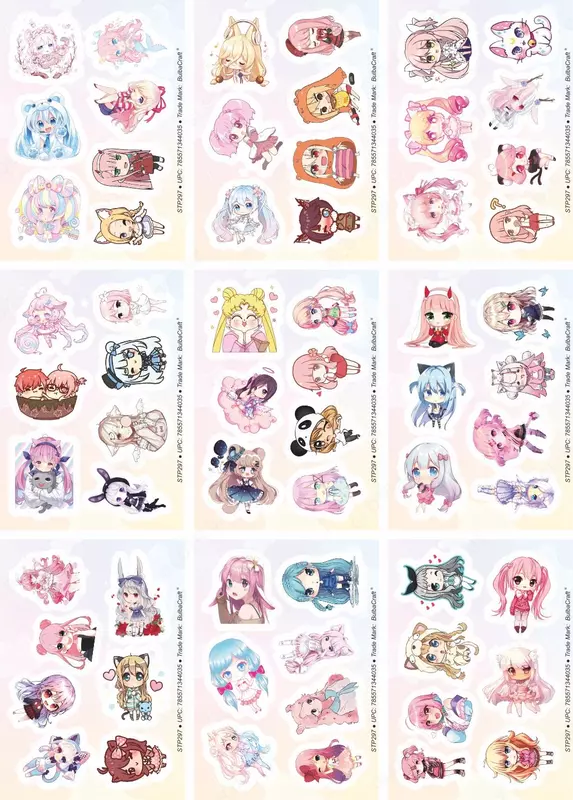  Набор наклеек Kawaii Anime  А6. 9л  артикул STP297 - 