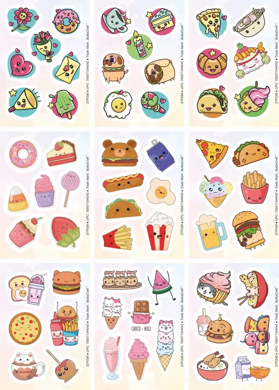  Набор наклеек Kawaii Food  А6. 9л  артикул STP298 - 