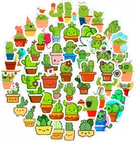 Набор наклеек Kawaii Cactus  А6  9л  артикул STP300