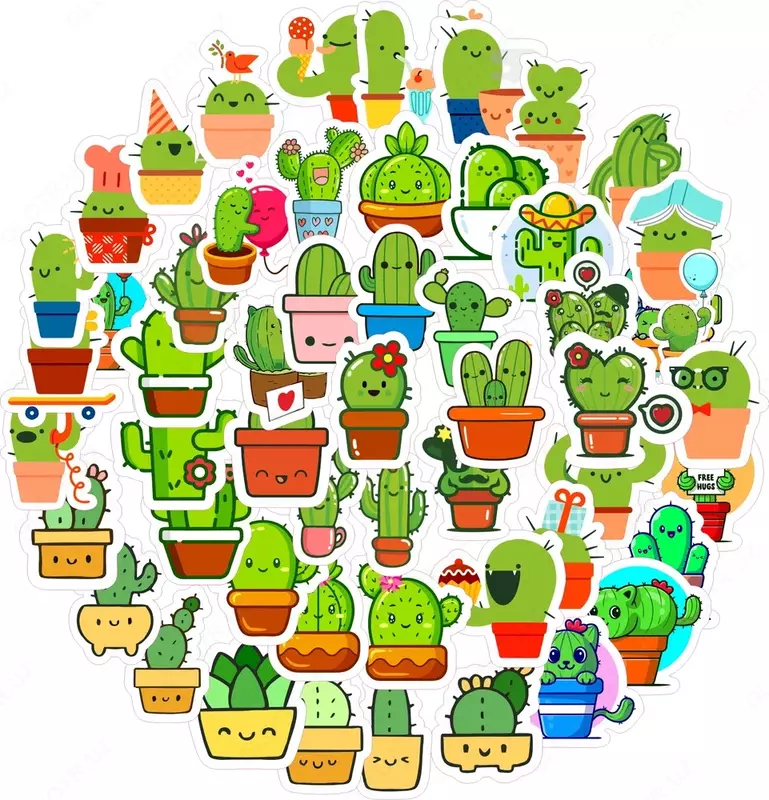 Набор наклеек Kawaii Cactus  А6  9л  артикул STP300