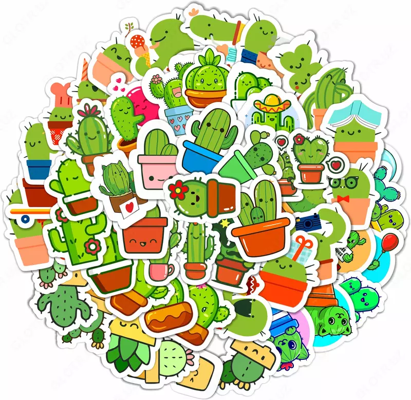  Набор наклеек Kawaii Cactus  А6  9л  артикул STP300 Только оптом