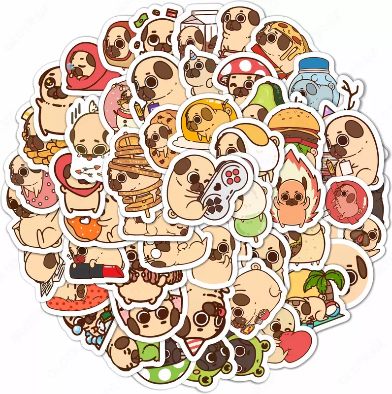 Набор наклеек Kawaii Pug  А6  9л  артикул STP302