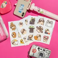   Набор наклеек Kawaii Pug  А6  9л  артикул STP302