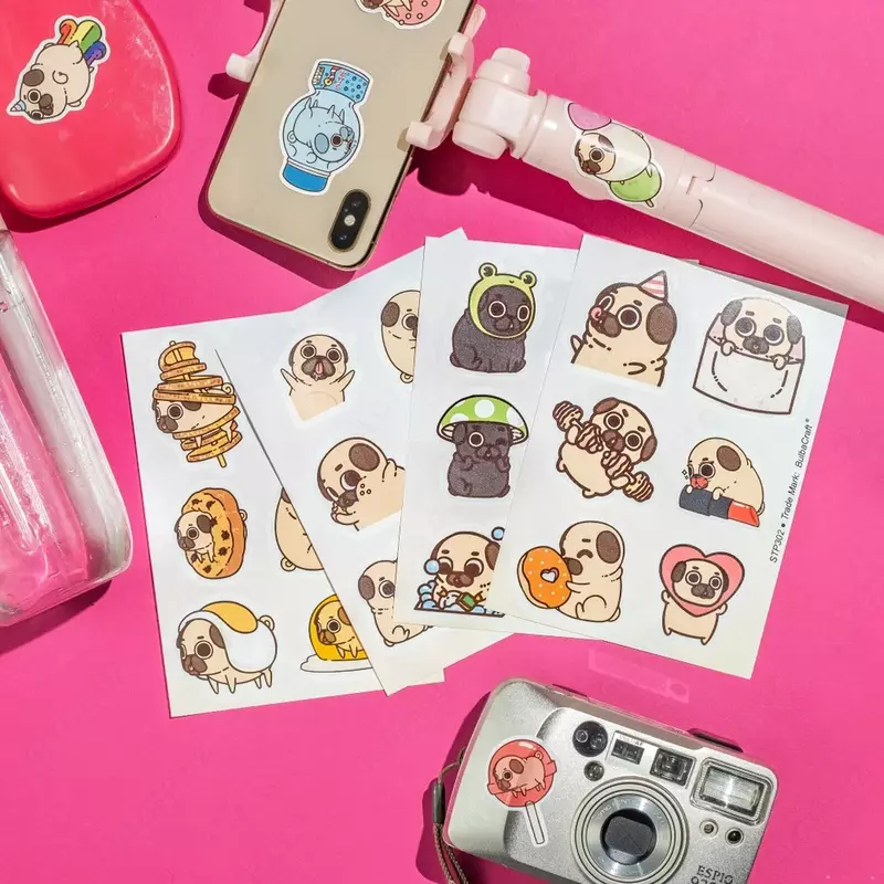   Набор наклеек Kawaii Pug  А6  9л  артикул STP302