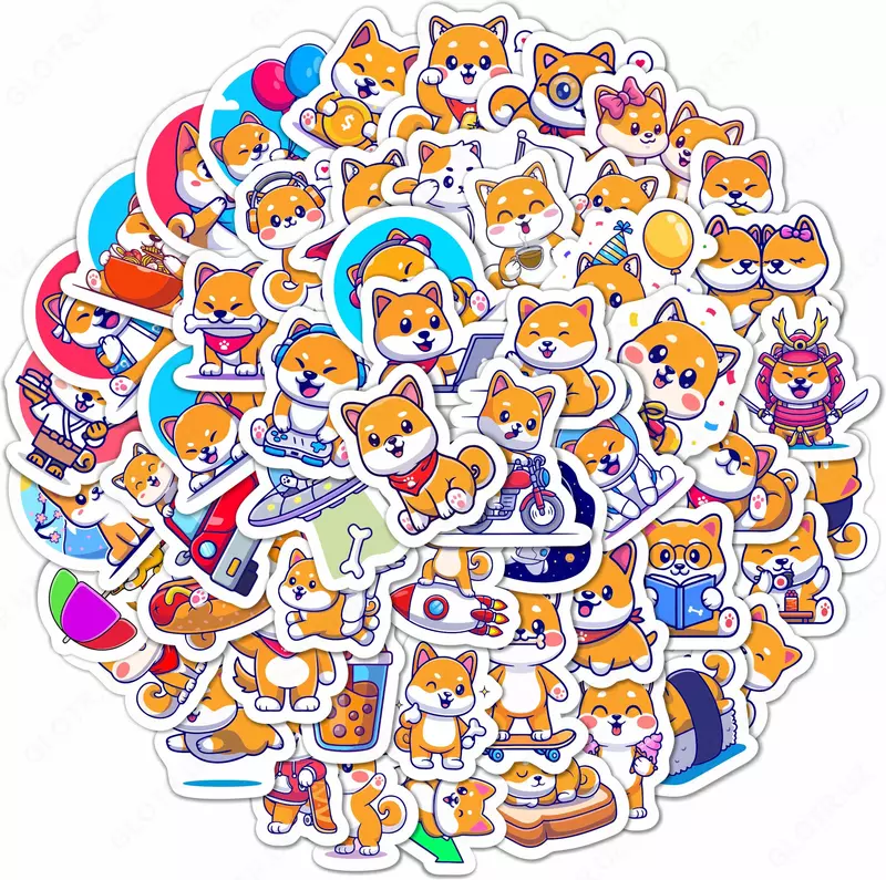 Набор наклеек Kawaii Shiba inu  А6  9л  артикул STP303