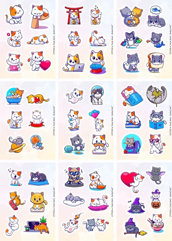  Набор наклеек Kawaii cats  А6  9л артикул STP306 - 