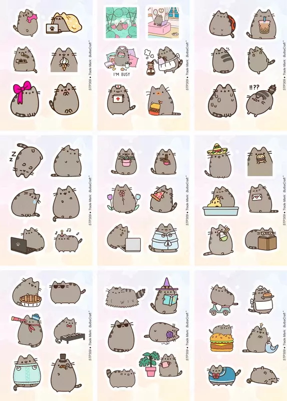  Набор наклеек Kawaii Pusheen  А6  9л  артикул STP309 - 