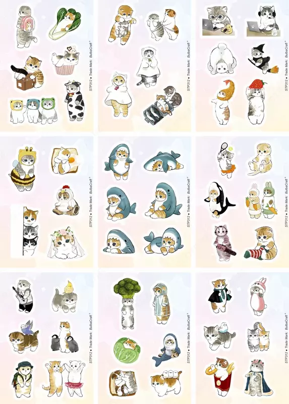  Набор наклеекKawaii Сats in clothes  А6  9л  артикул STP312 - 