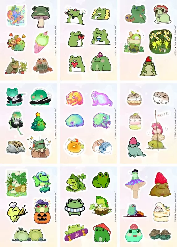  Набор наклеек Kawaii Сute frog  А6  9л  артикул STP313 - 
