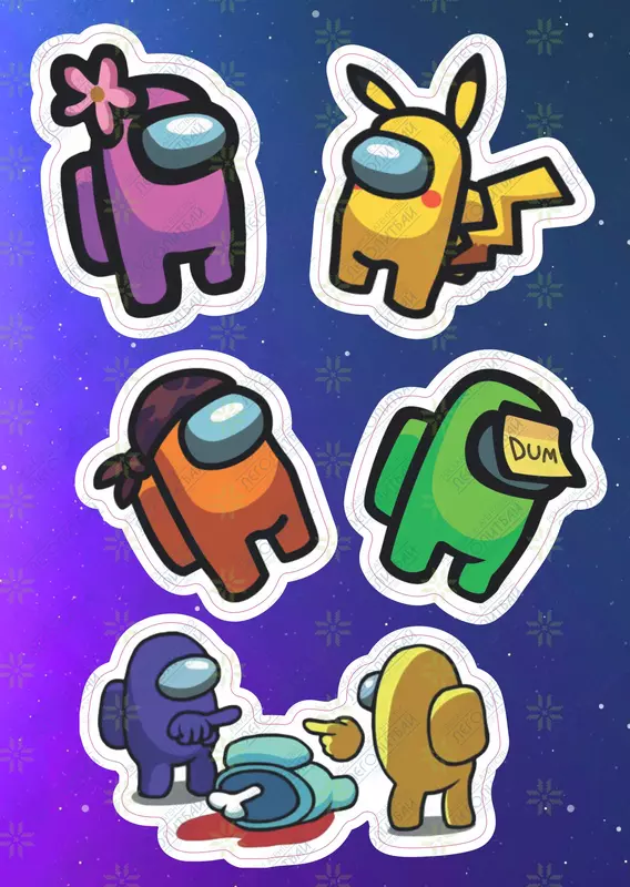  Набор наклеек Among Us  А6. 9л  артикул STP213 Только оптом