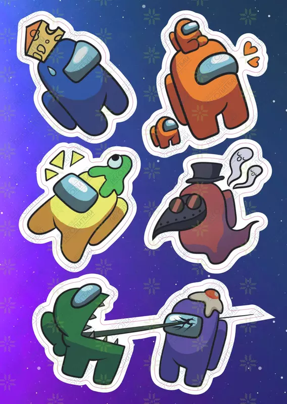  Набор наклеек Among Us  А6. 9л  артикул STP213 CHANDRA TASHKENT