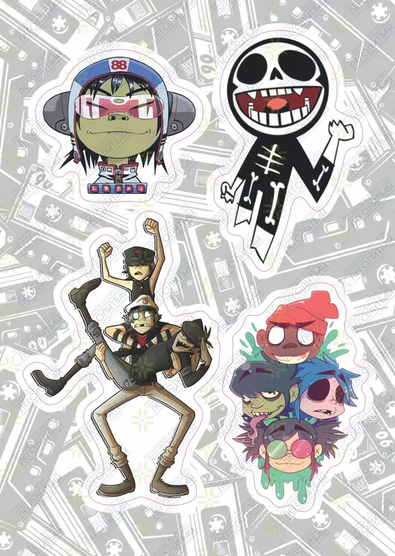  Набор наклеек Gorillaz А6  9л  артикул STP220 Только оптом