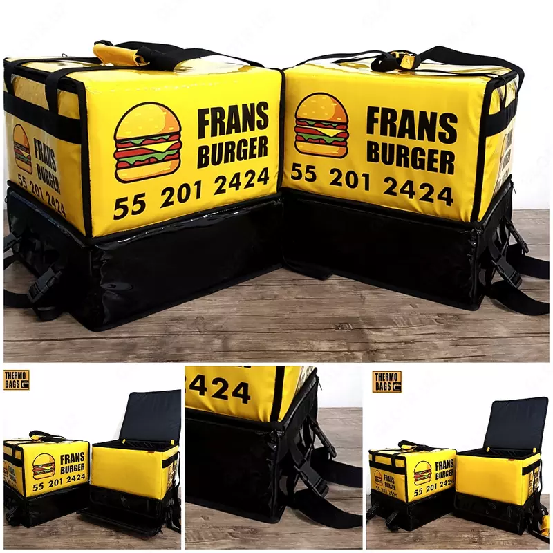 2х ярусные термосумки для доставки пиццы и фаст-фуда