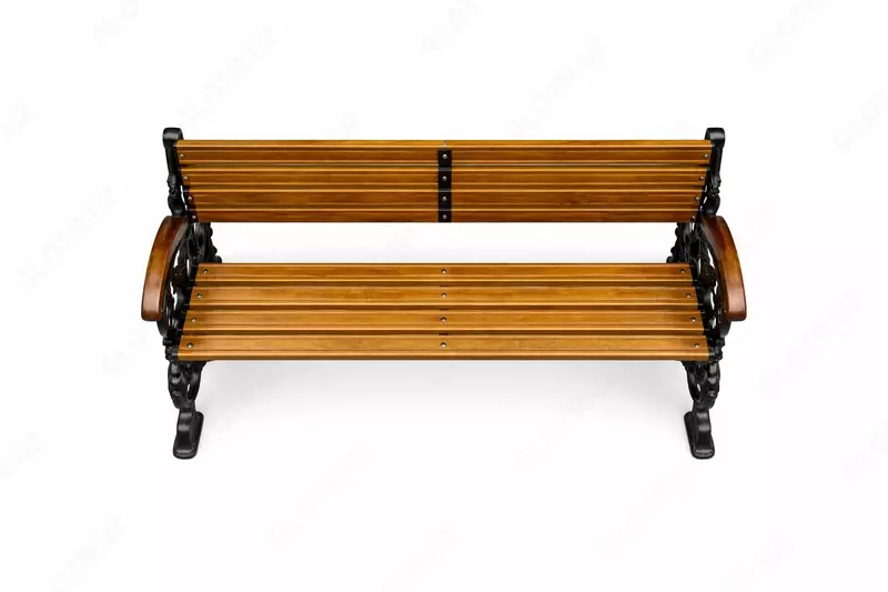 Cкамья с металлической основой и деревянными сидениями №8