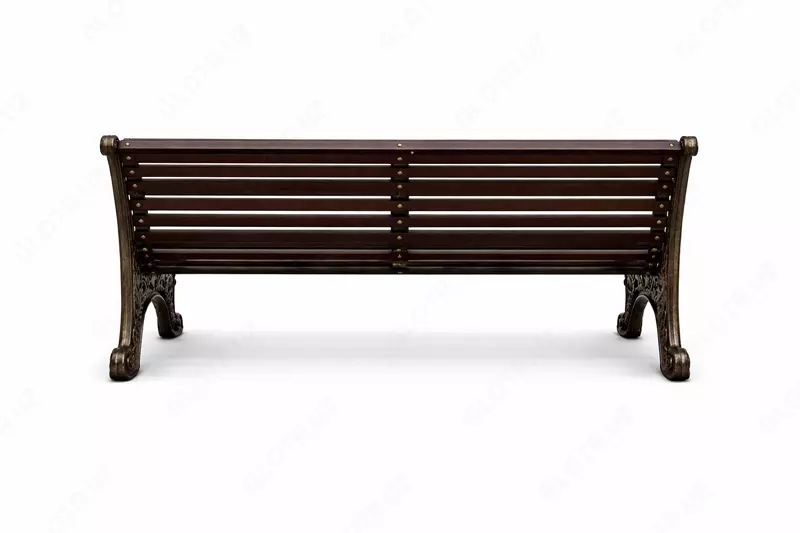 Cкамья с металлической основой и деревянными сидениями