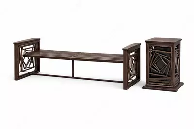 Металлическая скамья с урной