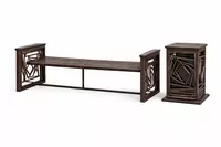 Металлическая скамья с урной