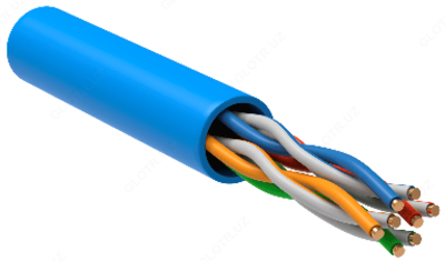 ITK aloqa kabeli, burama juftlik U / UTP, kat 5E 4x2x24AWG qattiq, PVX, 305m, ko'k