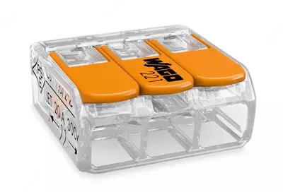 Соединитель для сращивания COMPACT для всех видов проводников 4 мм 3 проводной код 221-413