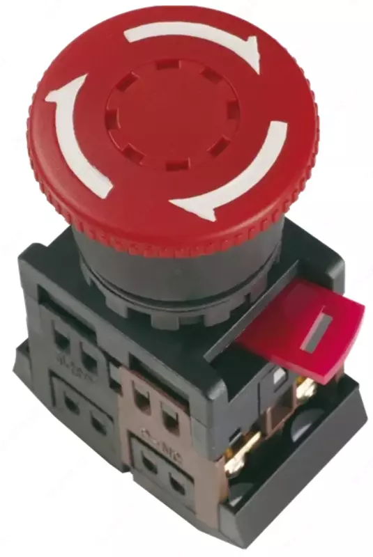 Boshqaruv tugmasi AE-22 "qo'ziqorin" D \ u003d 22mm 1z+1r 240V qizil IEK fiksatsiyasi bilan