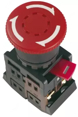Boshqaruv tugmasi AE-22 "qo'ziqorin" D \ u003d 22mm 1z+1r 240V qizil IEK fiksatsiyasi bilan
