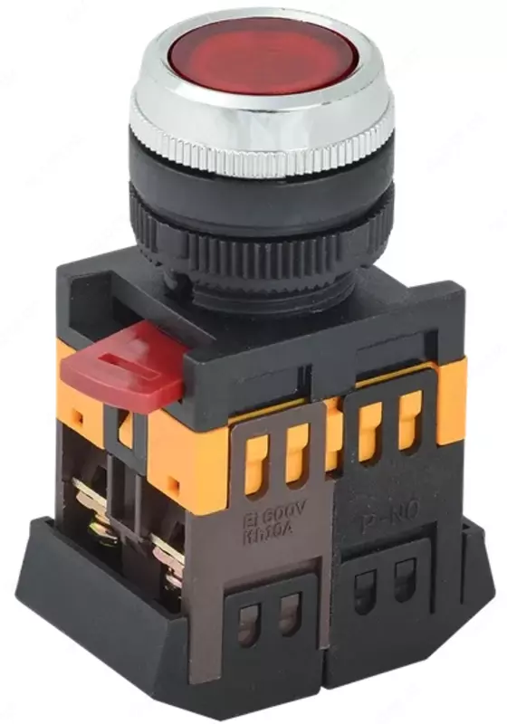 IEK Кнопка ABLF-22 красный d22мм неон/240В 1з+1р