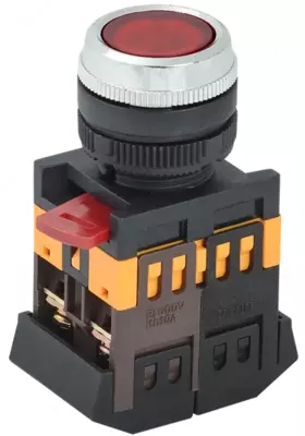 IEK Кнопка ABLF-22 красный d22мм неон/240В 1з+1р