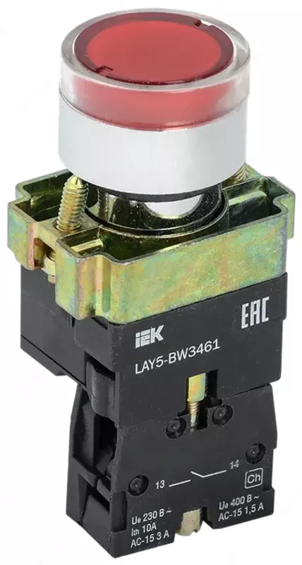 Qizil 1z IEC yoritilgan LAY5-BW3461 boshqaruv tugmasi