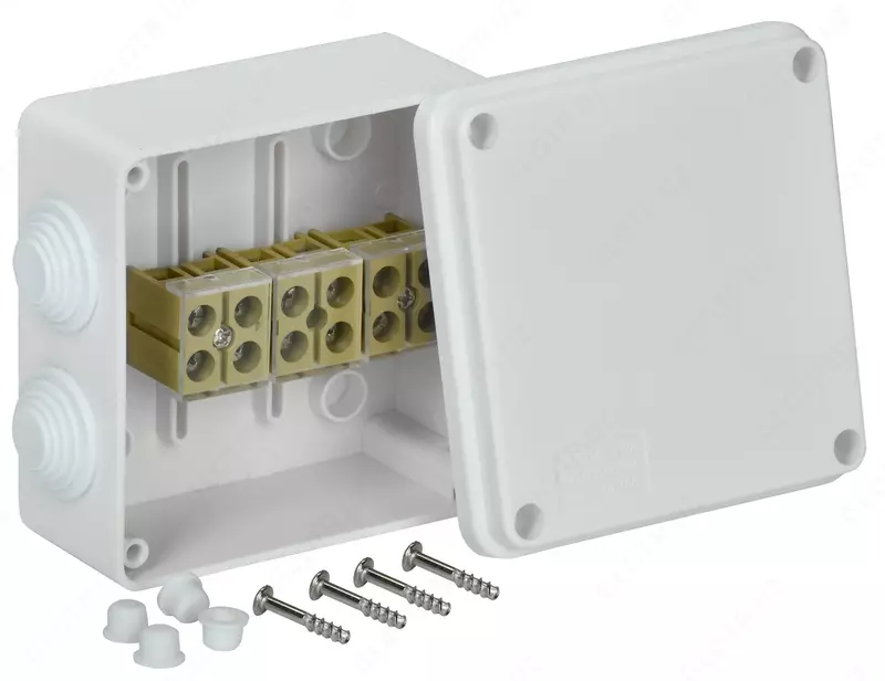 Коробка КМ41244 распаячная для о/п 150х110х70 мм IP55 (RAL7035, 10 гермовводов)