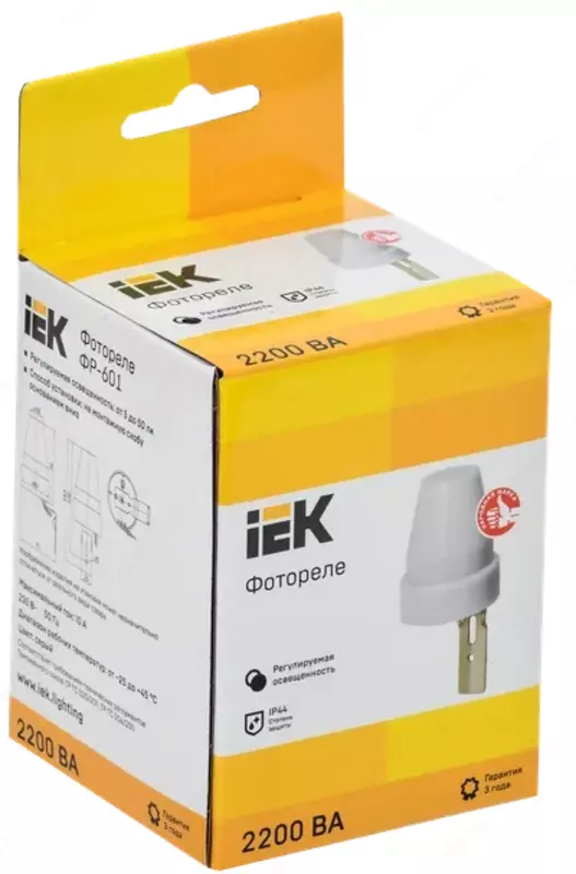 Fotorele FR 601 kulrang, maksimal yuk 2200 Vt, IP44, IEK