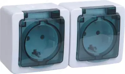 IP54 topraklama pinli Rsb22 - 3-Gpbd ochiq o'rnatish uchun 2 o'rinli rozetka Hermes PLUS (qopqoq rangi: tutunli) IEK