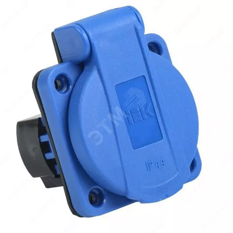Розетка панельная SCHUKO РП10-3 с крышкой IP44 синий IEK