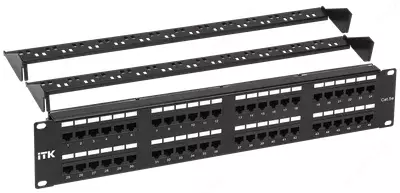 ITK Patch paneli 19 " (1U) UTP, 24 RJ-45 portlari, 6-toifa, kabel tashkilotchisi bilan