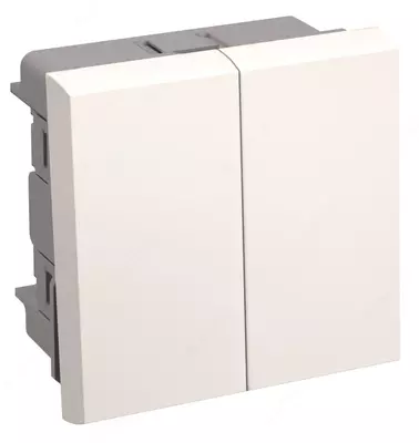 ВК1-22-00-П Выключатель двухклавишный (на 2 модуля) ПРАЙМЕР белый IEK