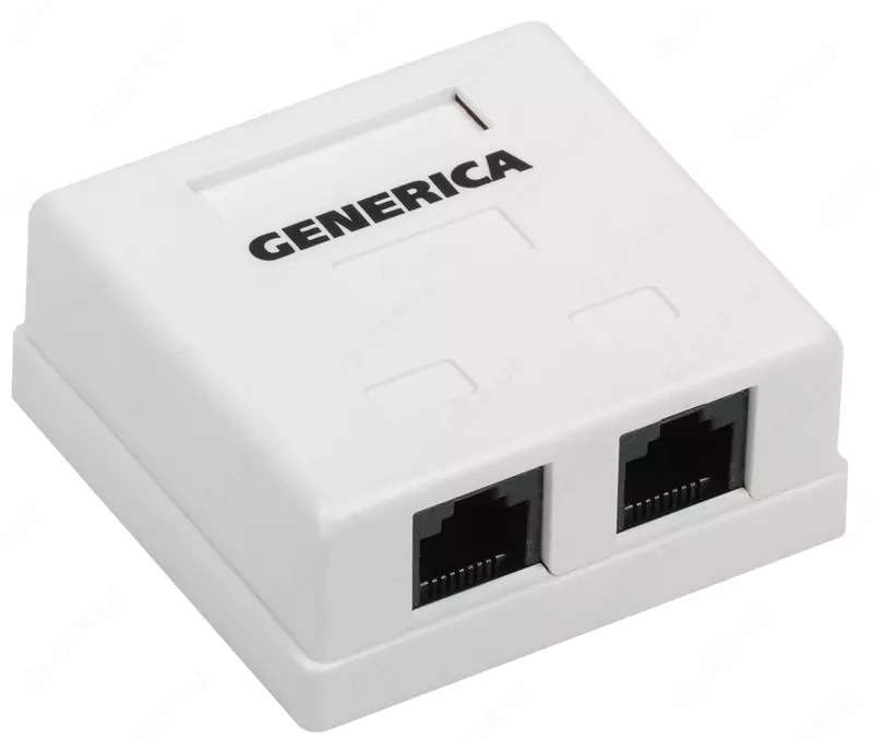 Розетка информационная настенная RJ45 кат. 5Е UTP 2 порта GENERICA