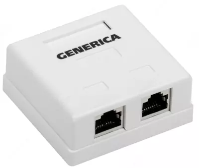 Розетка информационная настенная RJ45 кат. 5Е FTP 2 порта GENERICA