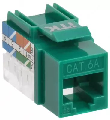 ITK Keystone Jack moduli 6a UTP toifasi 110 IDC 90 daraja, yashil