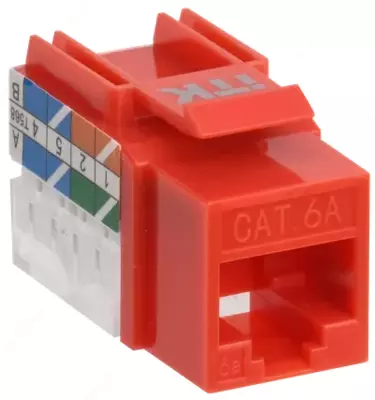 ITK Keystone Jack moduli 6a UTP toifasi 110 IDC 90 daraja, qizil