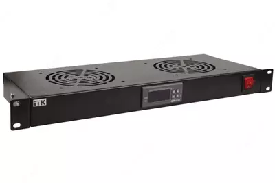 ITK Вентиляторная панель с выключателем и термостатом 2 модуля черная